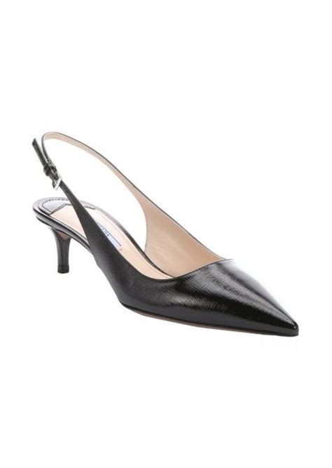 prada black sling back shoes|prada kitten heel shoes.